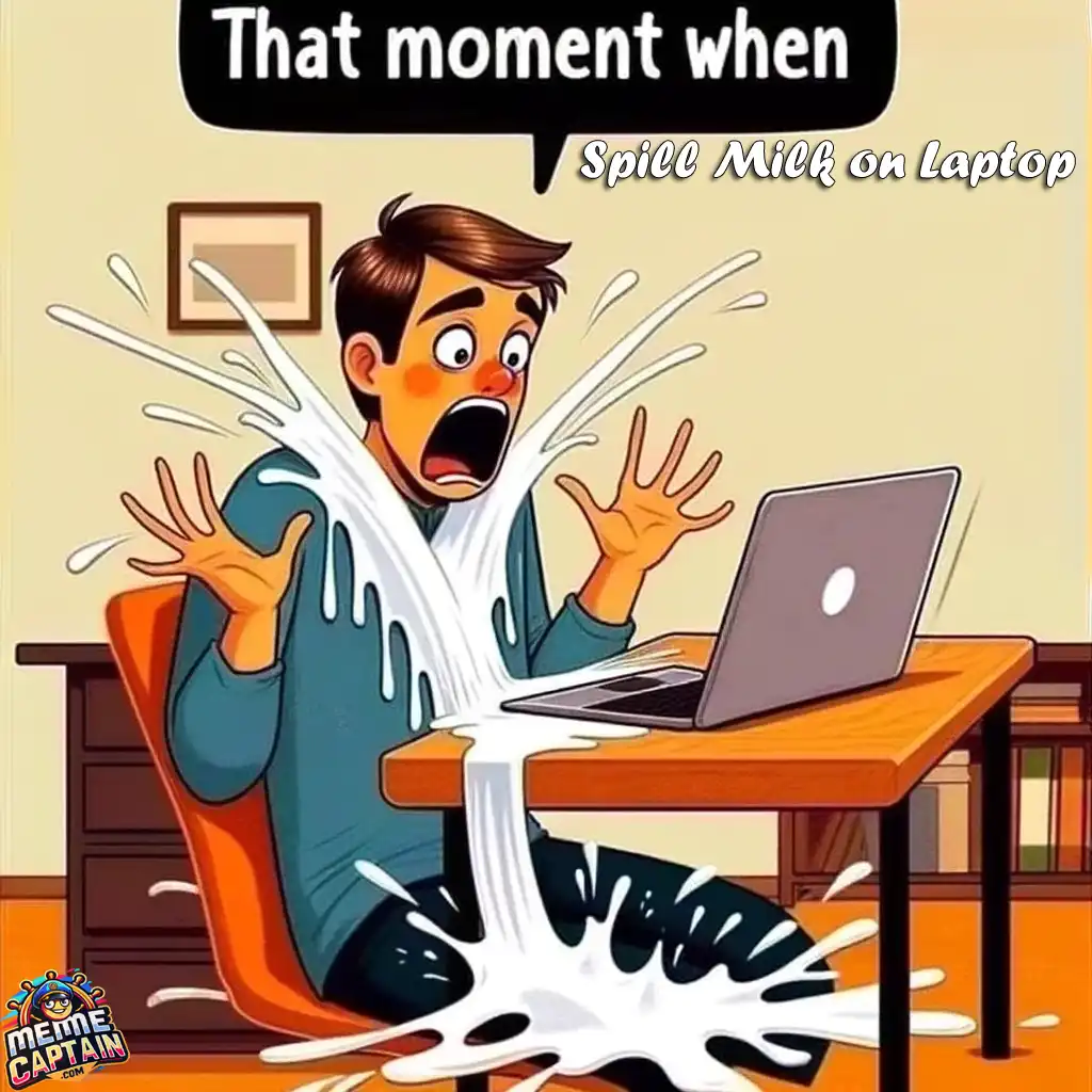 comic tech tragedy milk spill laptop meme