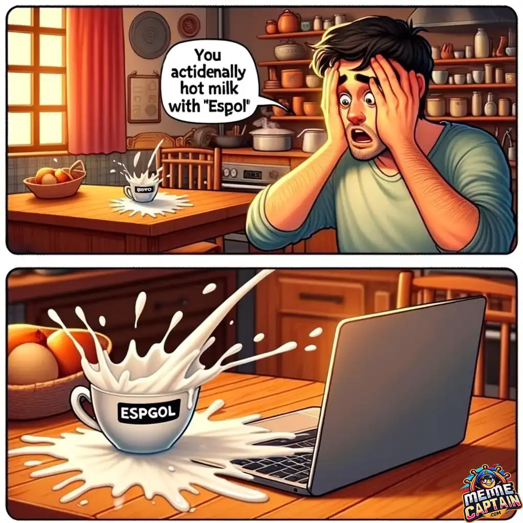 hot milk laptop accident meme