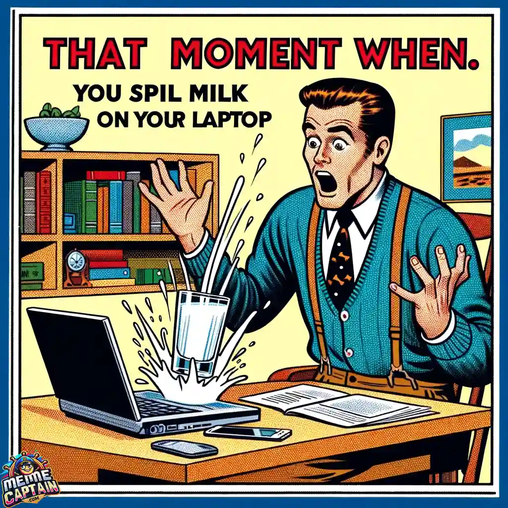 retro milk spill laptop meme