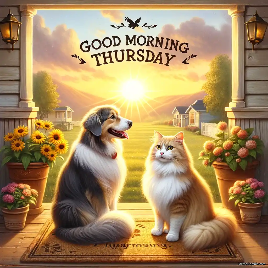 Good Morning Thursday Images - Cat and Dog