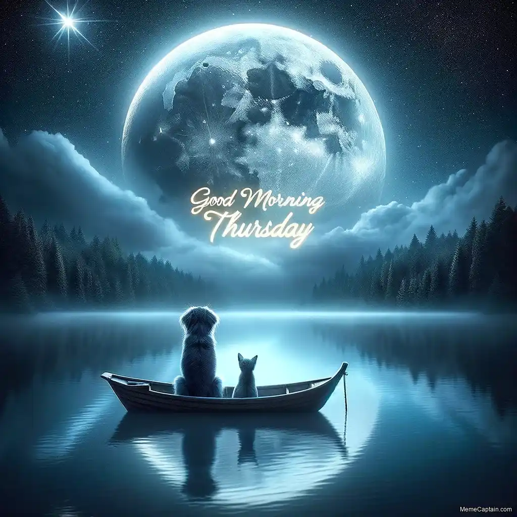 Good Morning Thursday Images - Moon and Boat